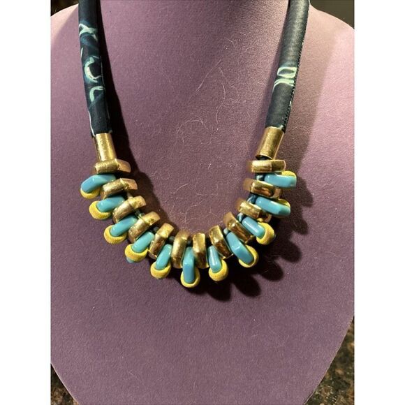 Marc by Marc Jacobs Custom Jewelry Necklace Teal/Turquoise/Gold Metal 22". - Picture 1 of 4